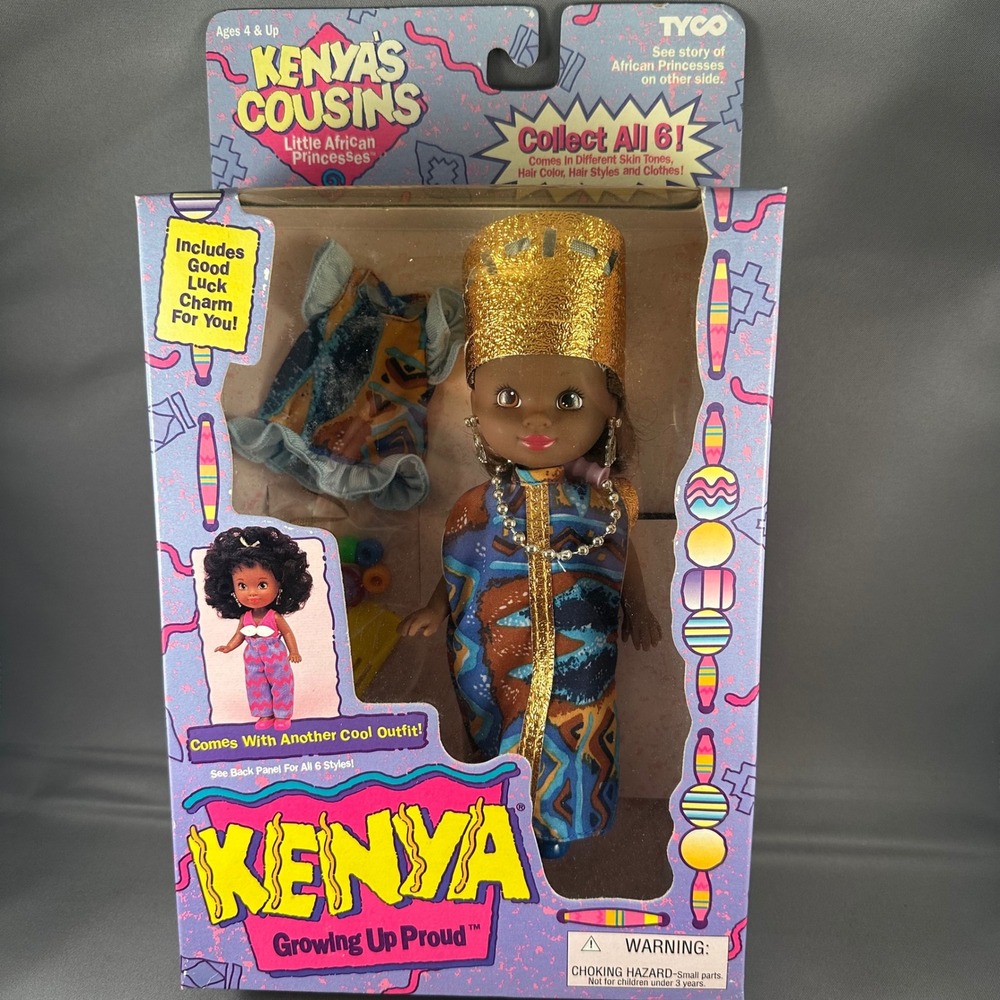 Vtg NEW Tyco‎ Kenya's Cousins Little African Princess Doll with Outfits 1994